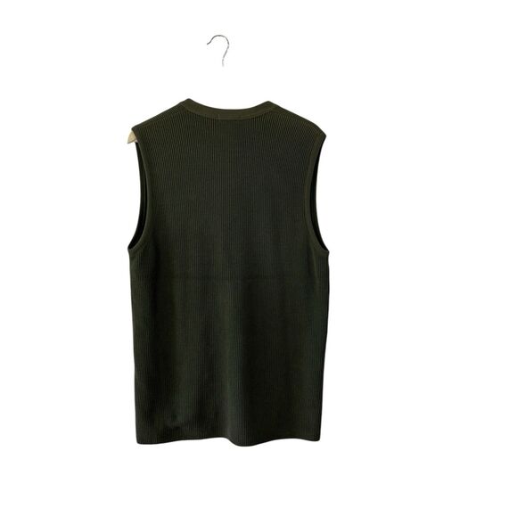 Vintage Talbots Medium Sweater Button Cardigan Vest Tunic Green Cotton Womens - Picture 2 of 12